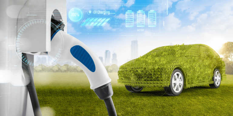 Auto elettrica ricoperta di energia sostenibile