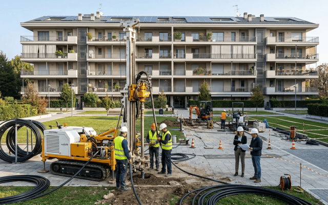 Impianto geotermico a bassa entalpia in un condominio con sonde nel sottosuolo