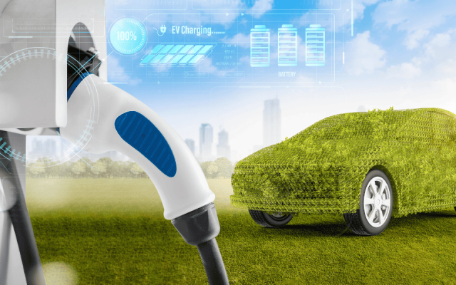 Auto elettrica ricoperta di energia sostenibile